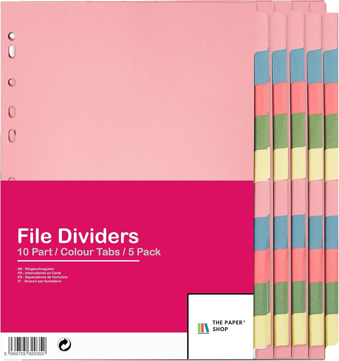 A4 10-Part File Dividers – Pack of 5 for Efficient Organization