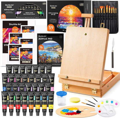 Shuttle Art 59-Piece Acrylic Painting Set – Complete Art Kit for Beginners & Professionals