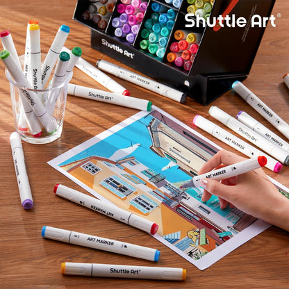Shuttle Art 121-Piece Dual Tip Marker Set + Accessories