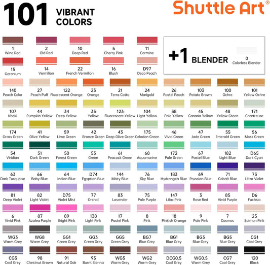 Shuttle Art 100-Colour Dual Tip Marker Set + Blender