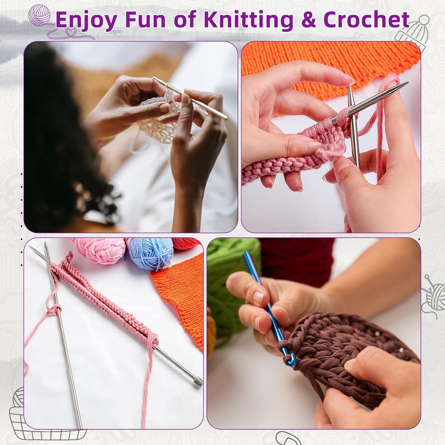 Aeelike Knitting & Crochet Starter Kit – Complete Set for Beginners & Experts