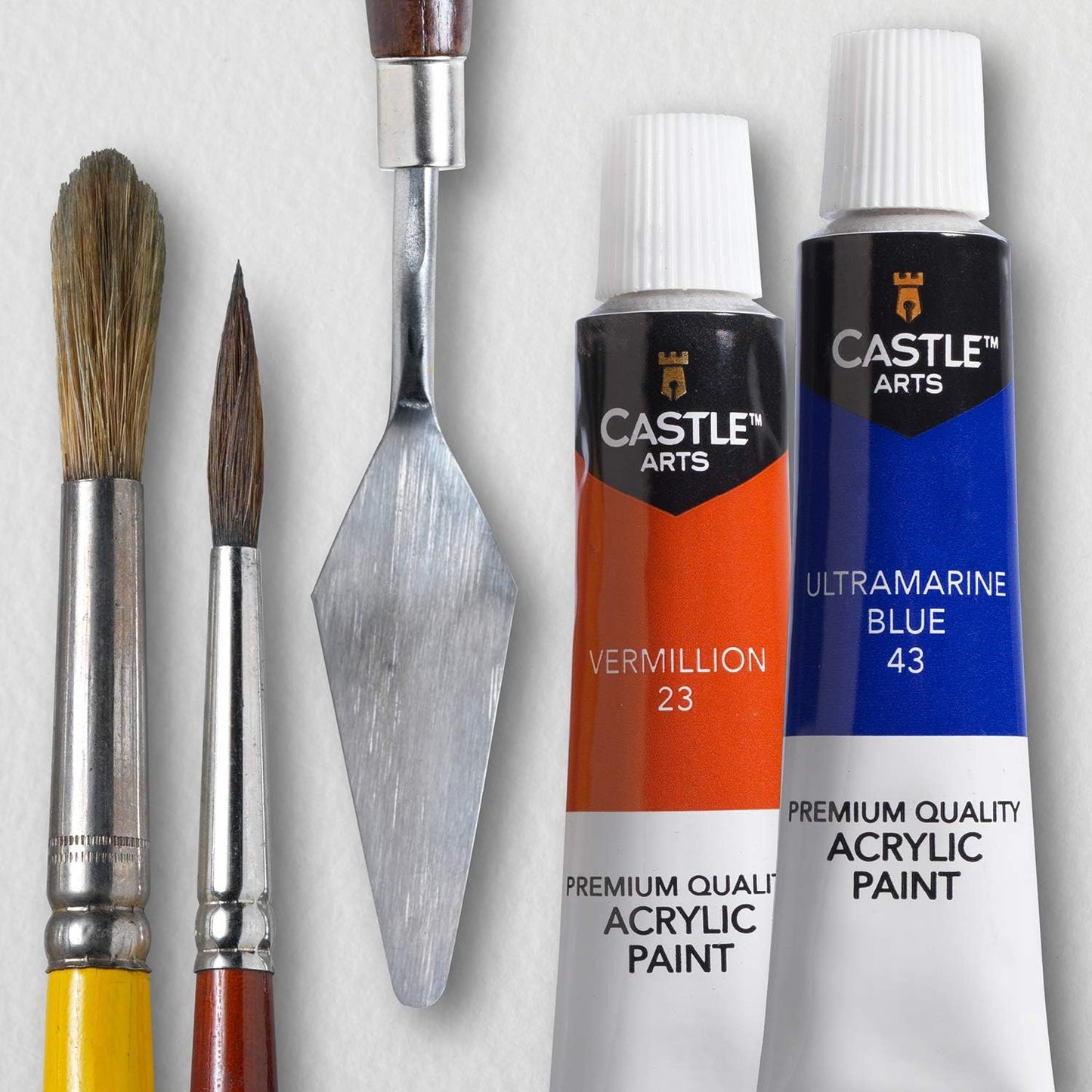 Castle Art Supplies 12 X 12Ml Acrylic Paints Tubes Set for Adults Artists Beginners | a Perfect Mix of Quality and Versatility - Vivid Colours - Easy to Blend and Good Coverage on Paper Canvas Wood or Fabric