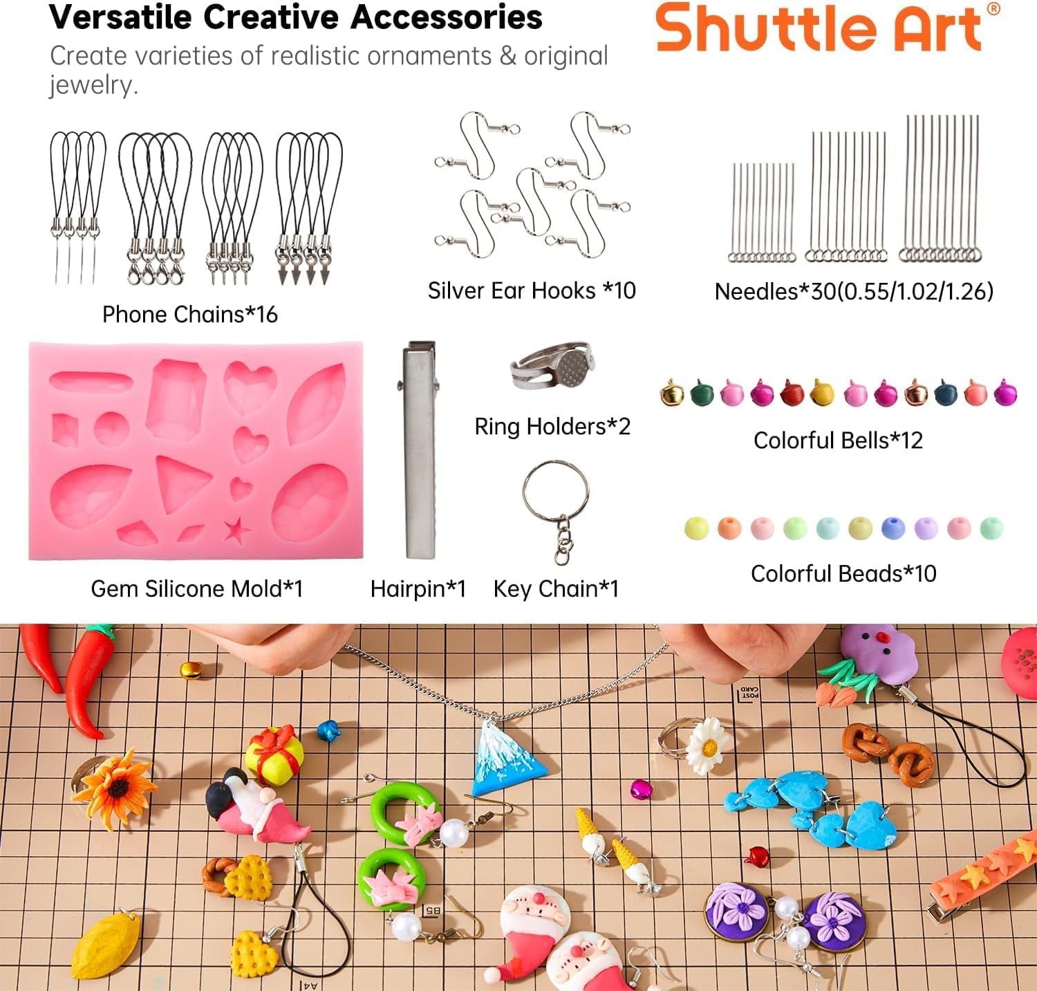 Shuttle Art 50-Colour Polymer Clay Kit – Soft Oven-Bake Modeling Clay with Tools & Accessories