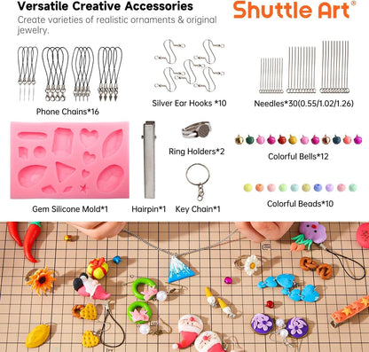 Shuttle Art 50-Colour Polymer Clay Kit – Soft Oven-Bake Modeling Clay with Tools & Accessories