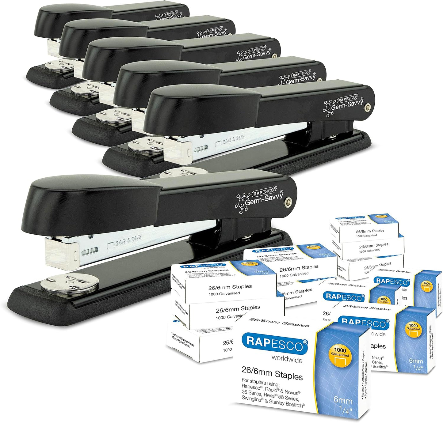 Rapesco 1602 Germ-Savvy Antibacterial Marlin Stapler – Durable, Hygienic & Efficient