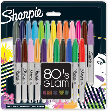 Sharpie Permanent Markers | Fine Point for Bold Details | Electro Pop & Assorted Original Colours | 24 Marker Pens
