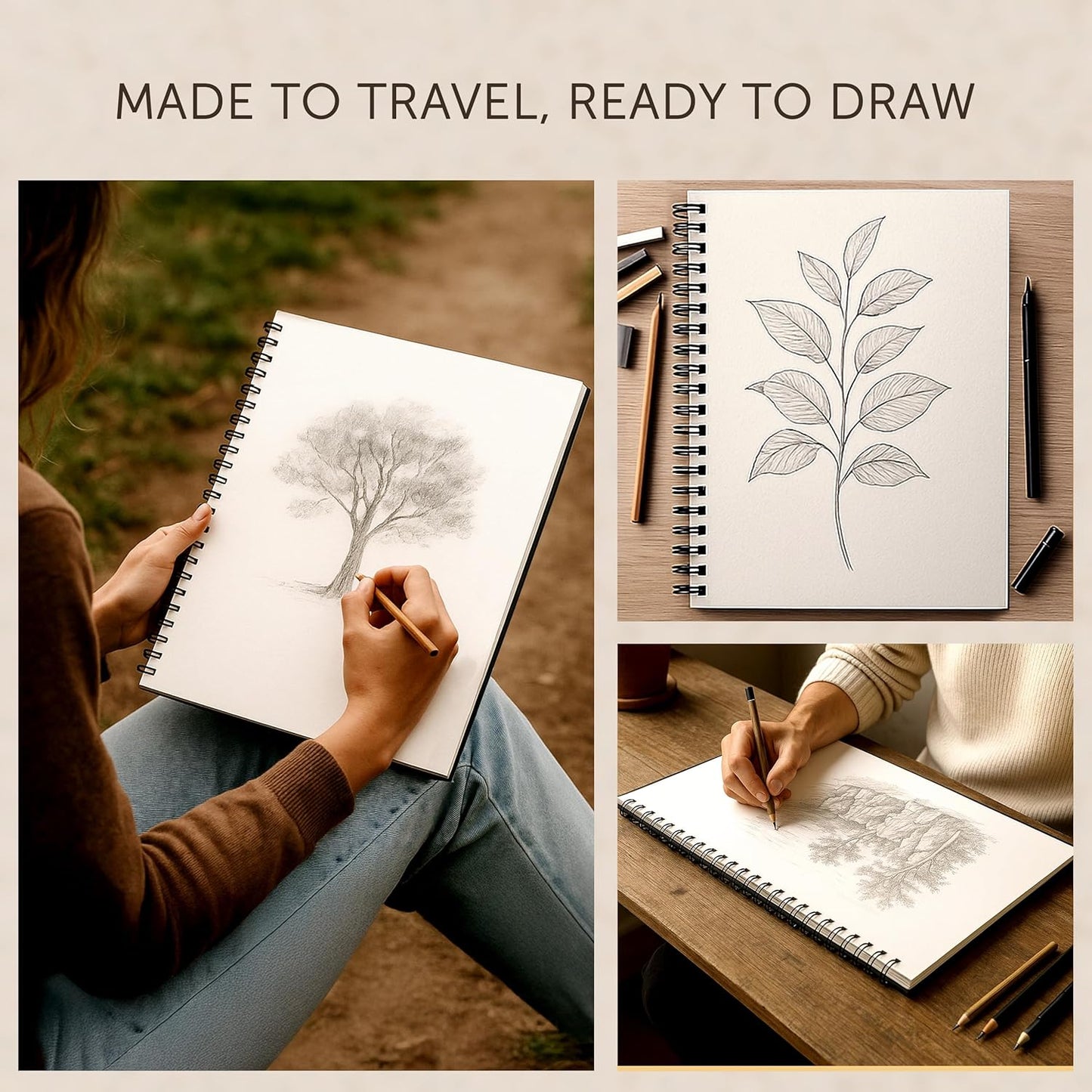A3 Sketchbook for Artists Hardcover – 200GSM Very Thick Paper – Large Sketch Pad Art Book, Spiral Bound Sketch Book for Artists and Children – Drawing Book 29X42Cm, 40 Sheets / 80 Pages