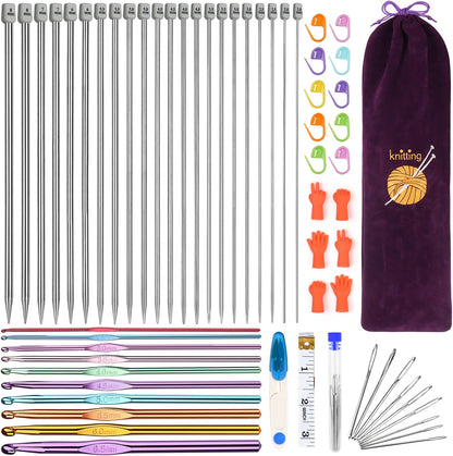 Aeelike Knitting & Crochet Starter Kit – Complete Set for Beginners & Experts