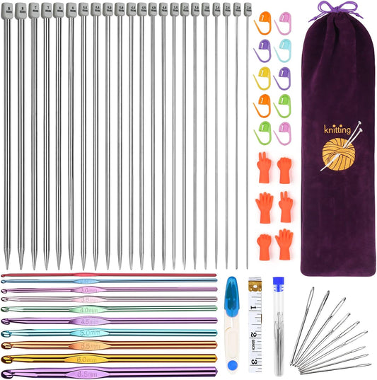Aeelike Knitting & Crochet Starter Kit – Complete Set for Beginners & Experts
