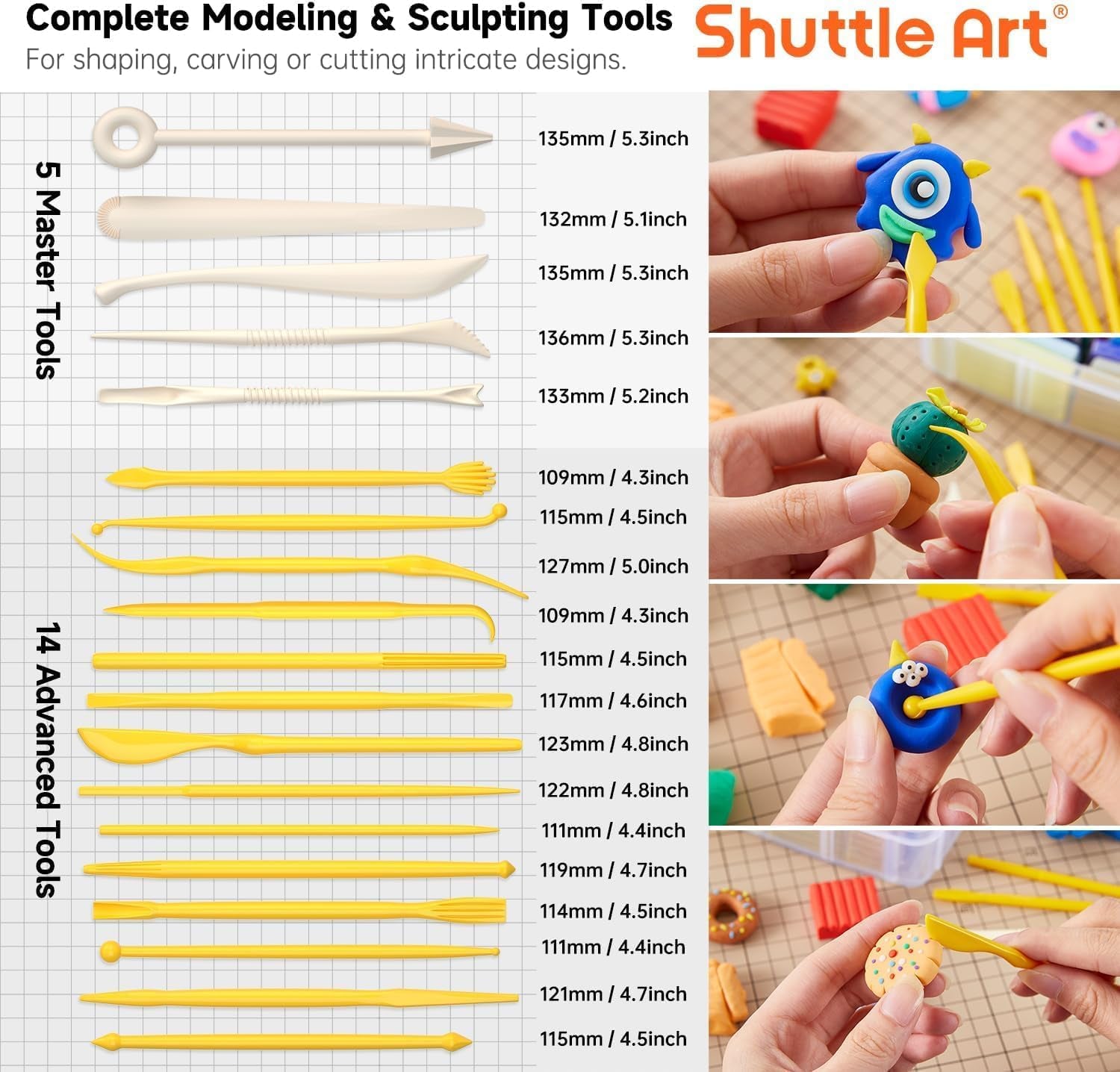 Shuttle Art 50-Colour Polymer Clay Kit – Soft Oven-Bake Modeling Clay with Tools & Accessories