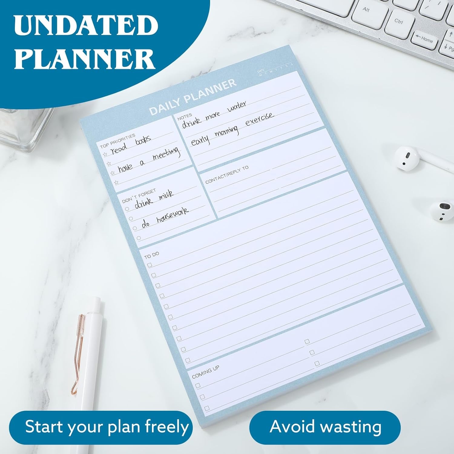 A5 Undated Daily Planner Pad – Flexible, Organized & Perfect for Productivity