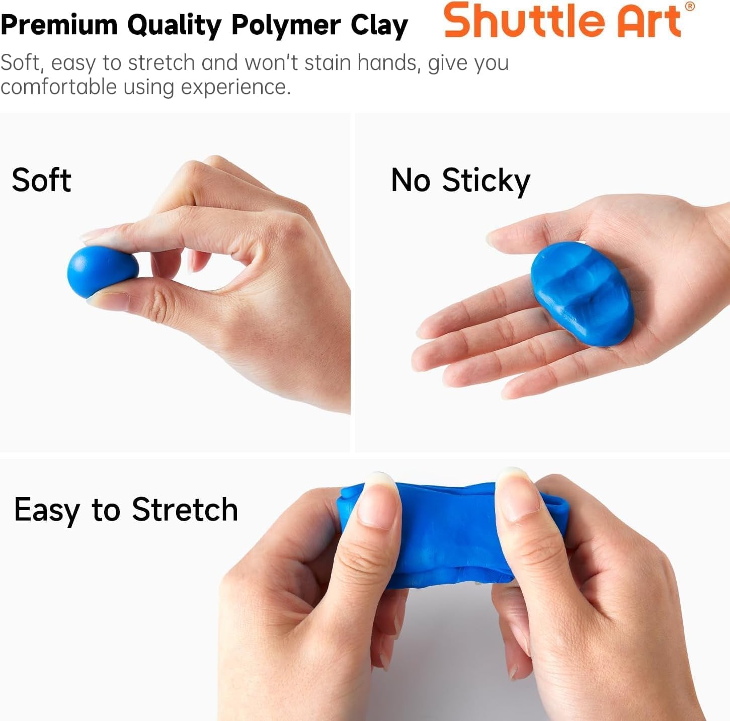 Shuttle Art 50-Colour Polymer Clay Kit – Soft Oven-Bake Modeling Clay with Tools & Accessories