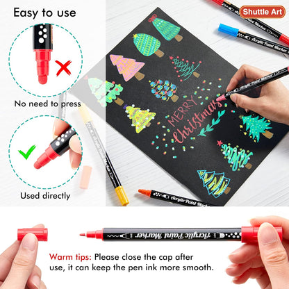 Shuttle Art 36-Colour Acrylic Paint Pen Set – Dual Tip Markers for Art & Crafting