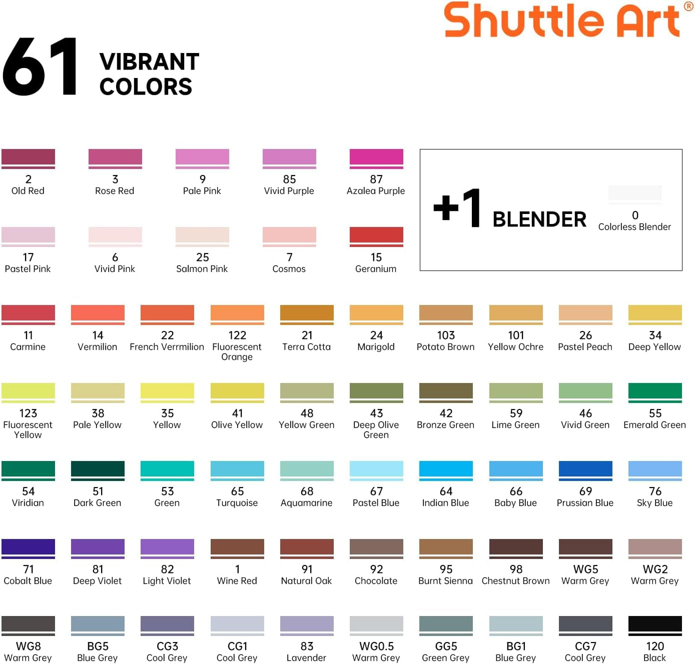 Shuttle Art 60-Colour Dual Tip Marker Set + Blender