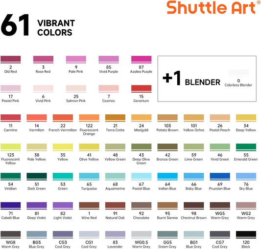 Shuttle Art 60-Colour Dual Tip Marker Set + Blender