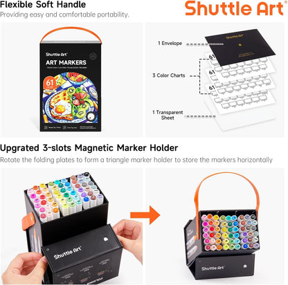 Shuttle Art 60-Colour Dual Tip Marker Set + Blender