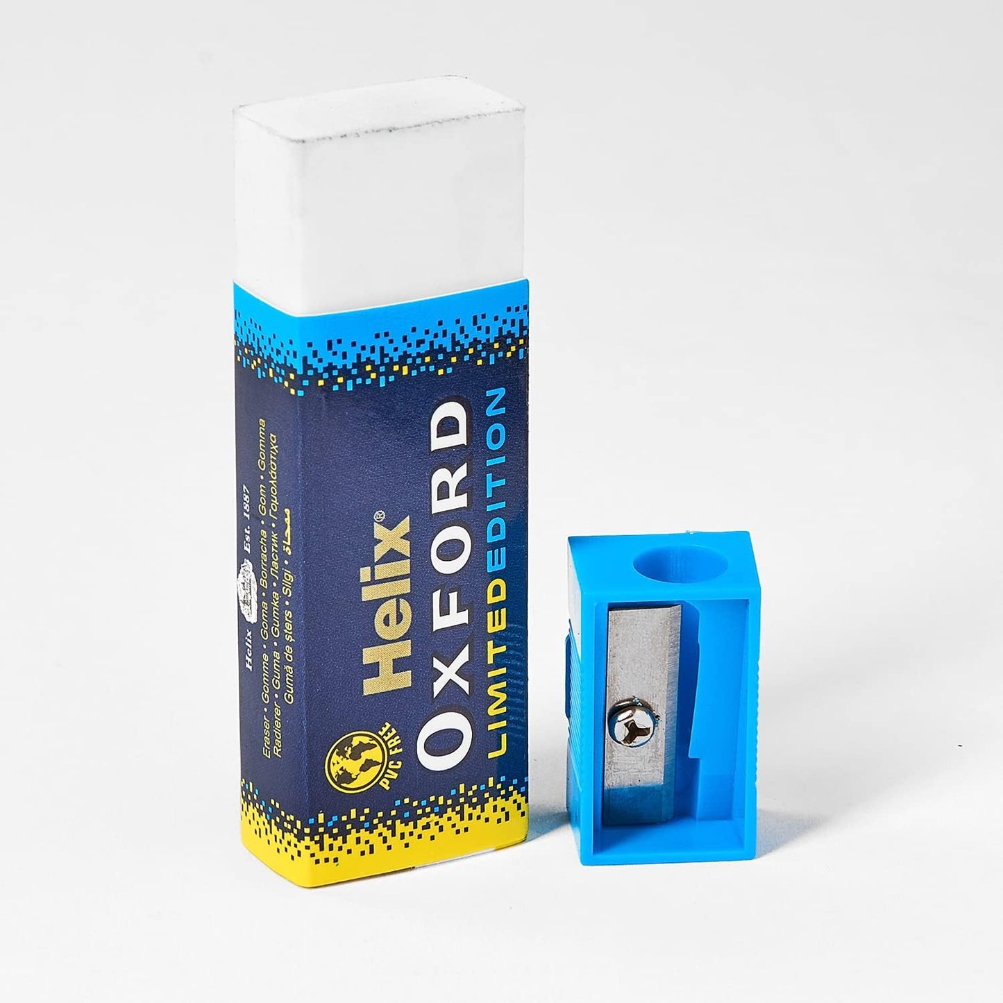 Helix Oxford Twin Pack – Eraser & Pencil Sharpener for Everyday Use