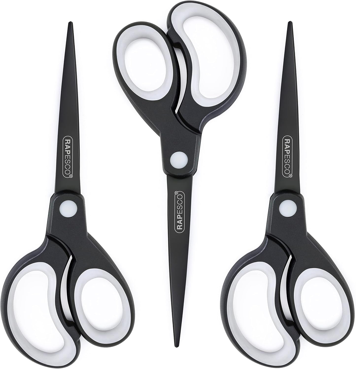 Soft Grip Titanium Coated Scissors – Pack of 3 for Comfort & Precision