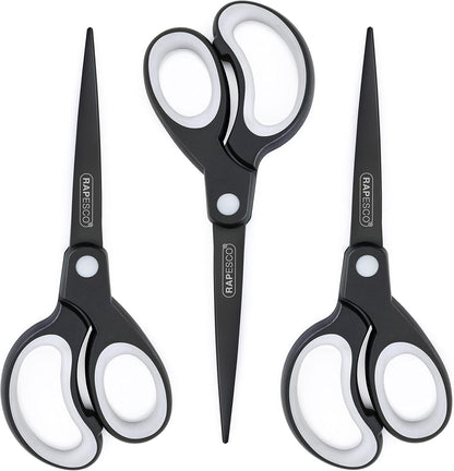 Soft Grip Titanium Coated Scissors – Pack of 3 for Comfort & Precision
