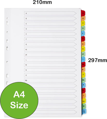 A4 A-Z File Dividers – Durable & Alphabetically Organized for Easy Filing