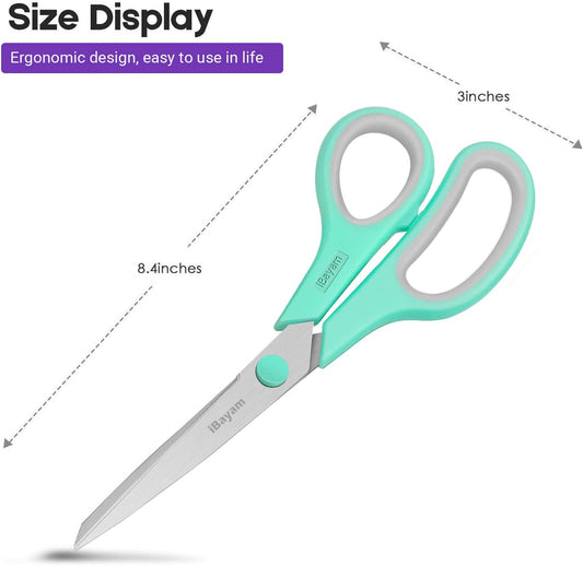 Household Scissors – 3-Pack, 8-Inch Soft-Grip, Multi-Purpose