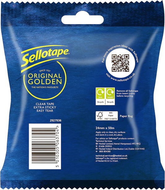 Sellotape Original Golden – Extra Sticky, Strong & Perfect for Everyday Use