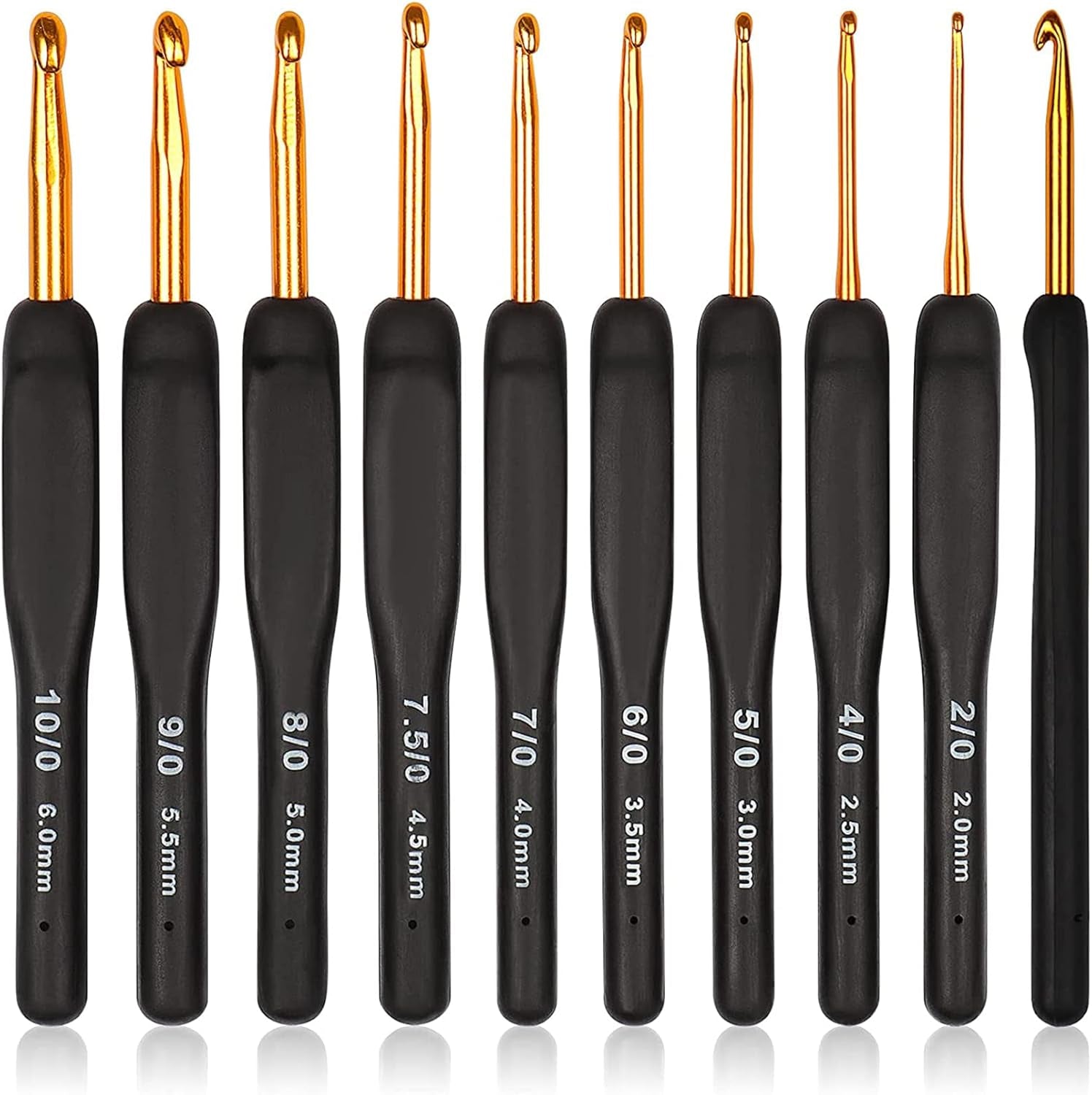 Aeelike Crochet Hooks Sets for Beginners, Ergonomic Crochet Hooks Set for Arthritic Hands, Metal Crochet Needles Easy Grip Soft Rubber Handle 9 Pack UK Size, Travel Crochet Hook Set with Case