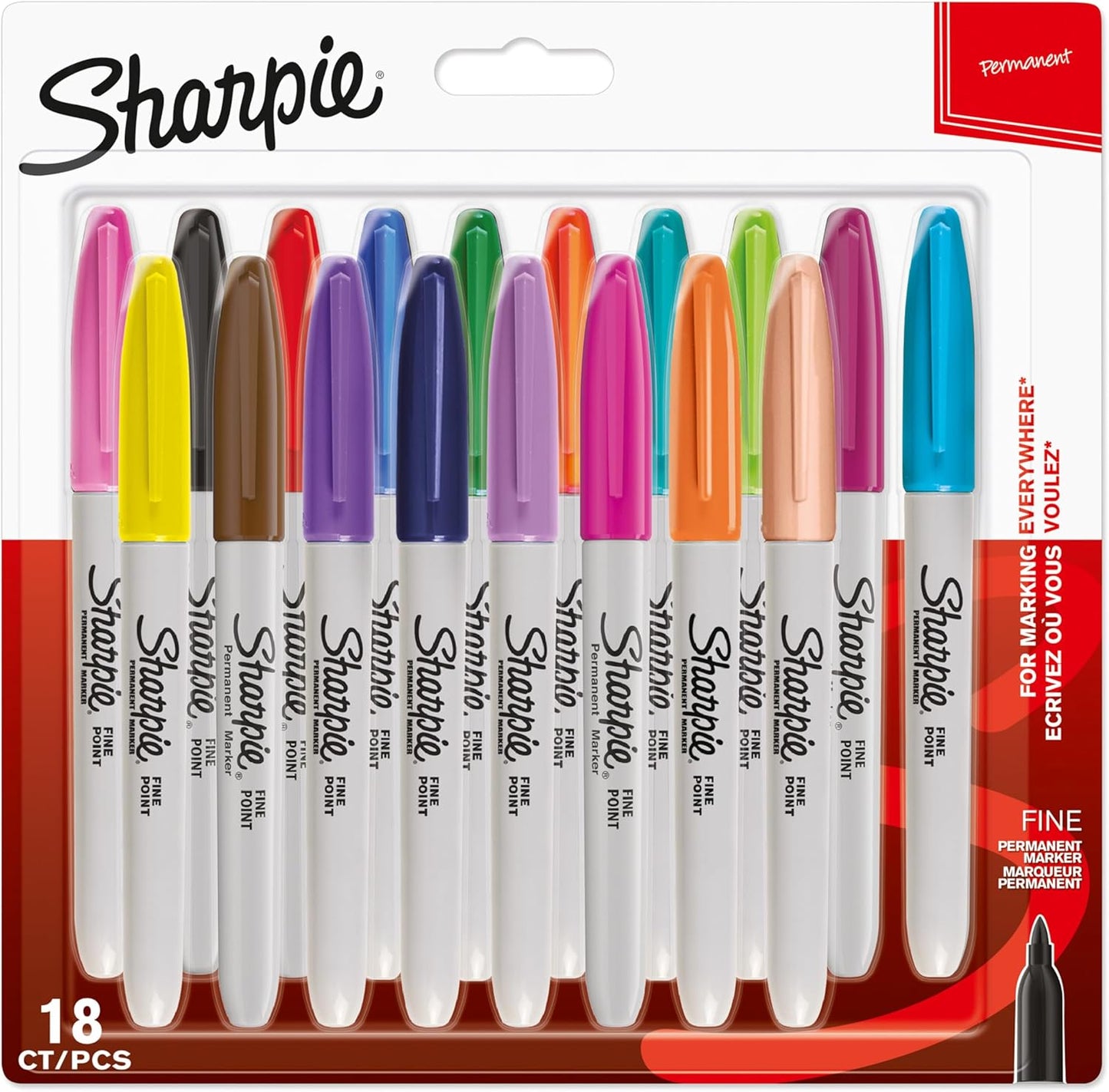 Sharpie Permanent Markers | Fine Point | Assorted Colours | 24 Count