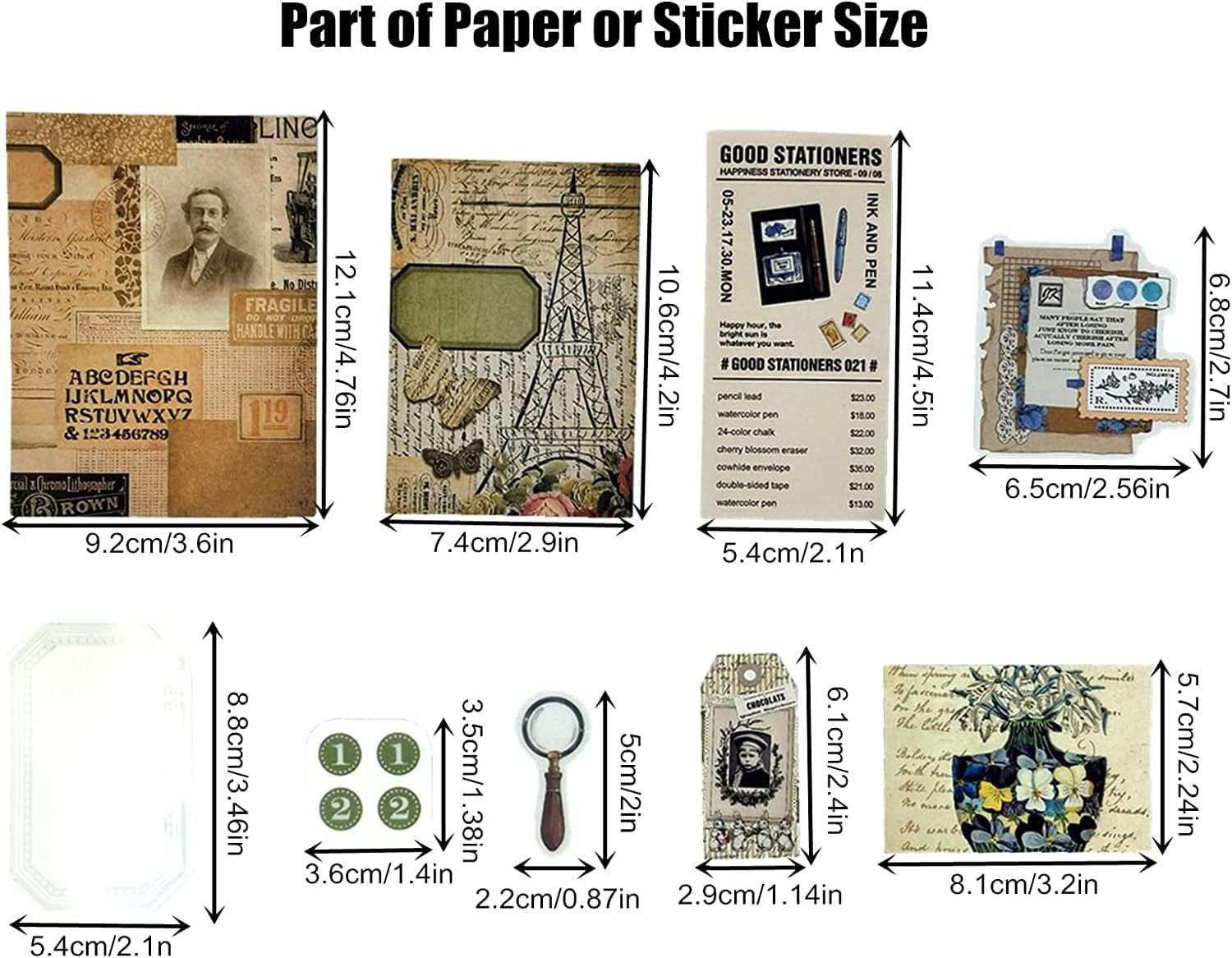 Vintage Scrapbook Sticker & Paper Set – 260-Piece