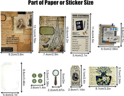 Vintage Scrapbook Sticker & Paper Set – 260-Piece