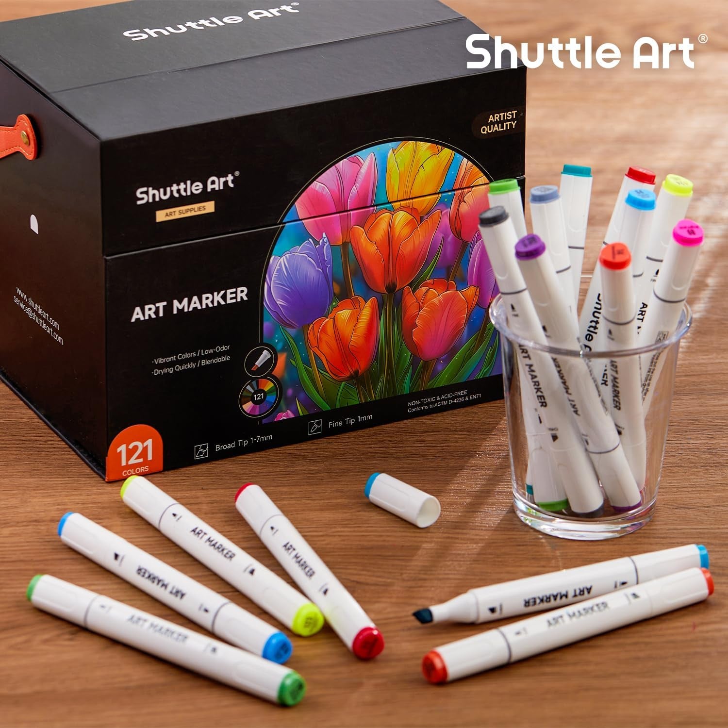 Shuttle Art 121-Piece Dual Tip Marker Set + Accessories