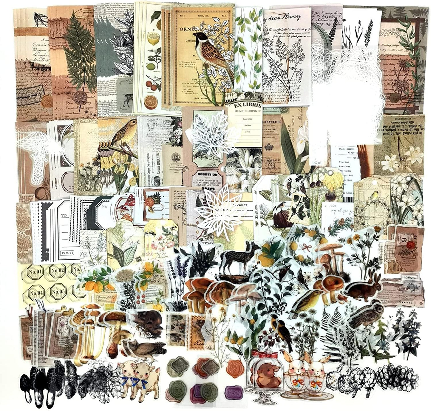 Vintage Scrapbook Sticker & Paper Set – 260-Piece