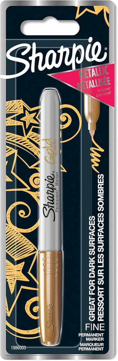 Sharpie Permanent Markers | Fine Point for Bold Details | Assorted Metallic Colours | 3 Marker Pens