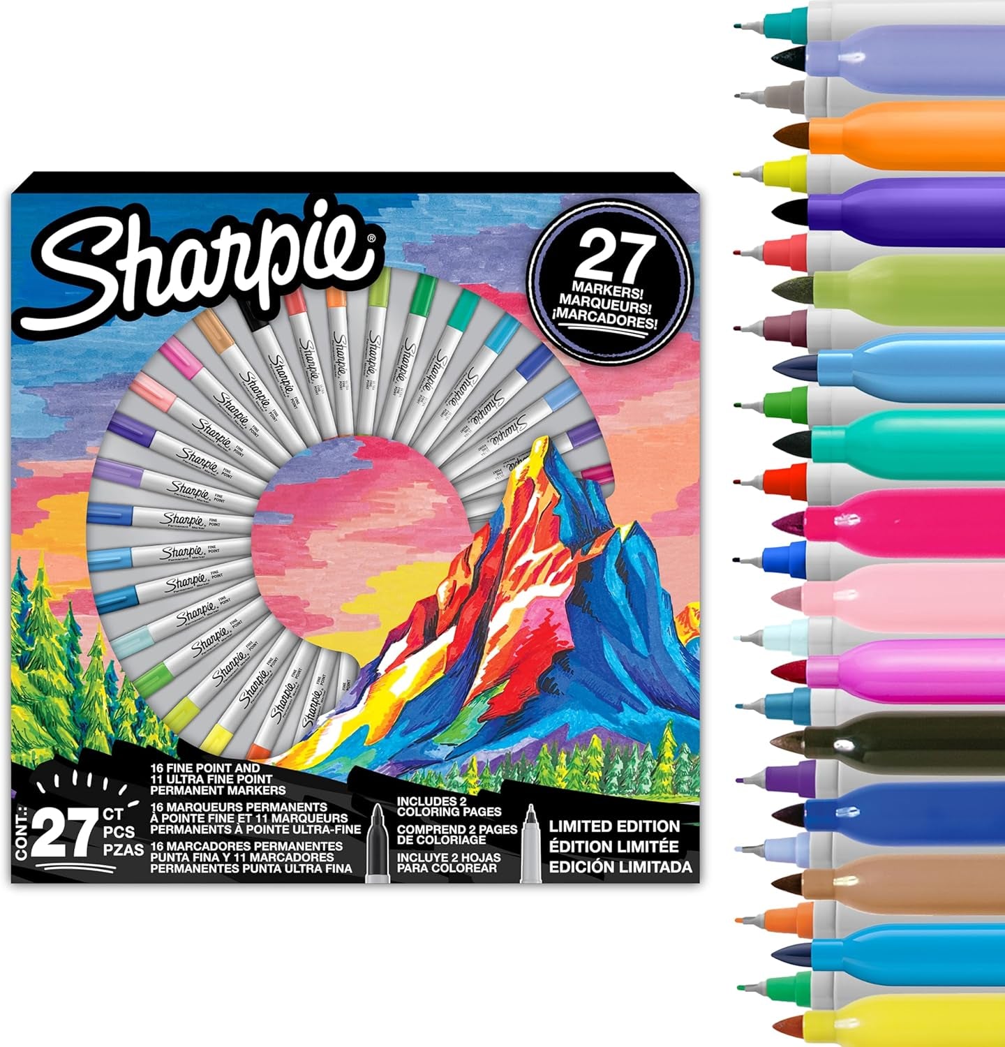Sharpie Permanent Markers | Fine Point for Bold Details | Electro Pop & Assorted Original Colours | 24 Marker Pens