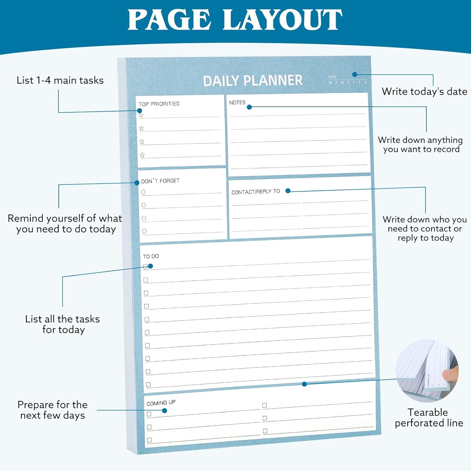 A5 Undated Daily Planner Pad – Flexible, Organized & Perfect for Productivity