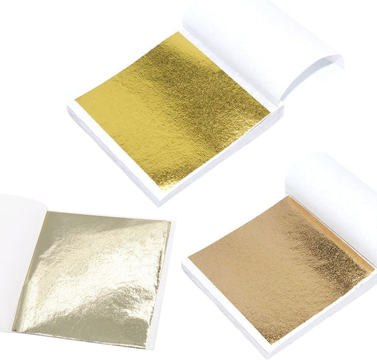 CONNECTION 300 Sheets Gold Leaf Sheets Gold Leaf for Art Gold Foil Sheets Gold Leaf Kit for Painting,Nail Art,Picture Frames,Crafts,Diy Projects,Furniture and Multi Artistic Decoration(3 Colors)