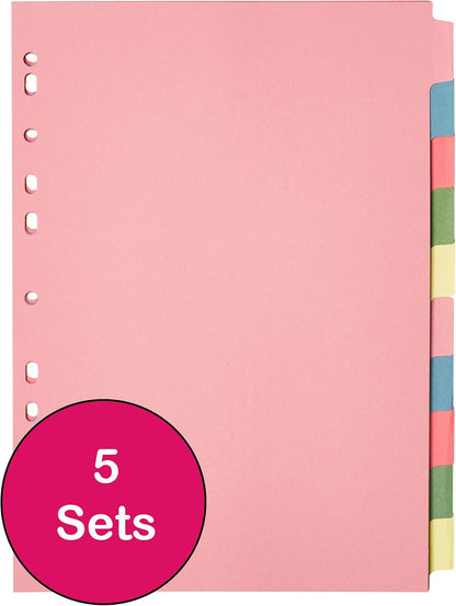 A4 10-Part File Dividers – Pack of 5 for Efficient Organization