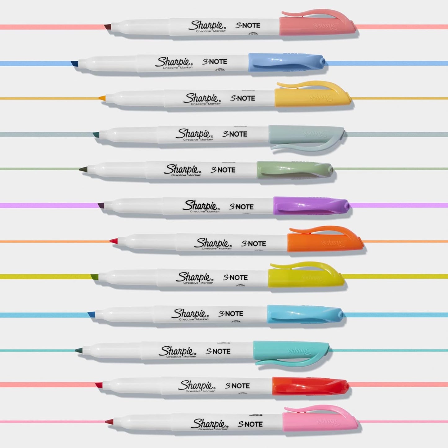 Sharpie S-Note Highlighter Pens | Part Art Marker Pen, Part Highlighter to Draw, Write & More | Assorted Pastel Colours | Chisel Tip | 12 Count