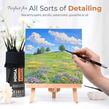 Nicpro 21PCS Miniature Paint Brushes, Drybrush Model Paint Brush Set for Acrylic Watercolour, Detail Paint Brush Dry Brush for Model, Miniature Painting, Come with Container
