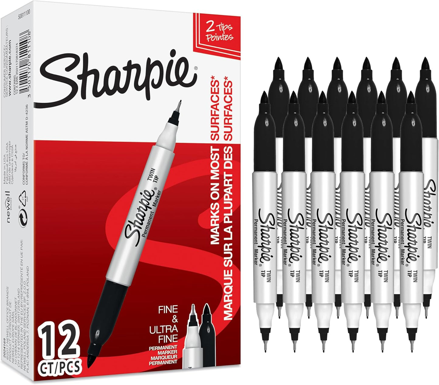 Sharpie Chalk Markers | Wet Erase Chalk Pens | White | 2 Count