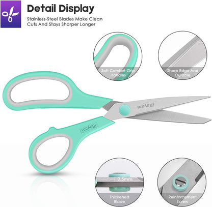 Household Scissors – 3-Pack, 8-Inch Soft-Grip, Multi-Purpose