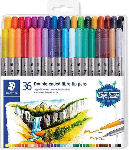 STAEDTLER Double-Ended Fibre-Tip Pens – Versatile & Vibrant for Journaling & Hand-Lettering