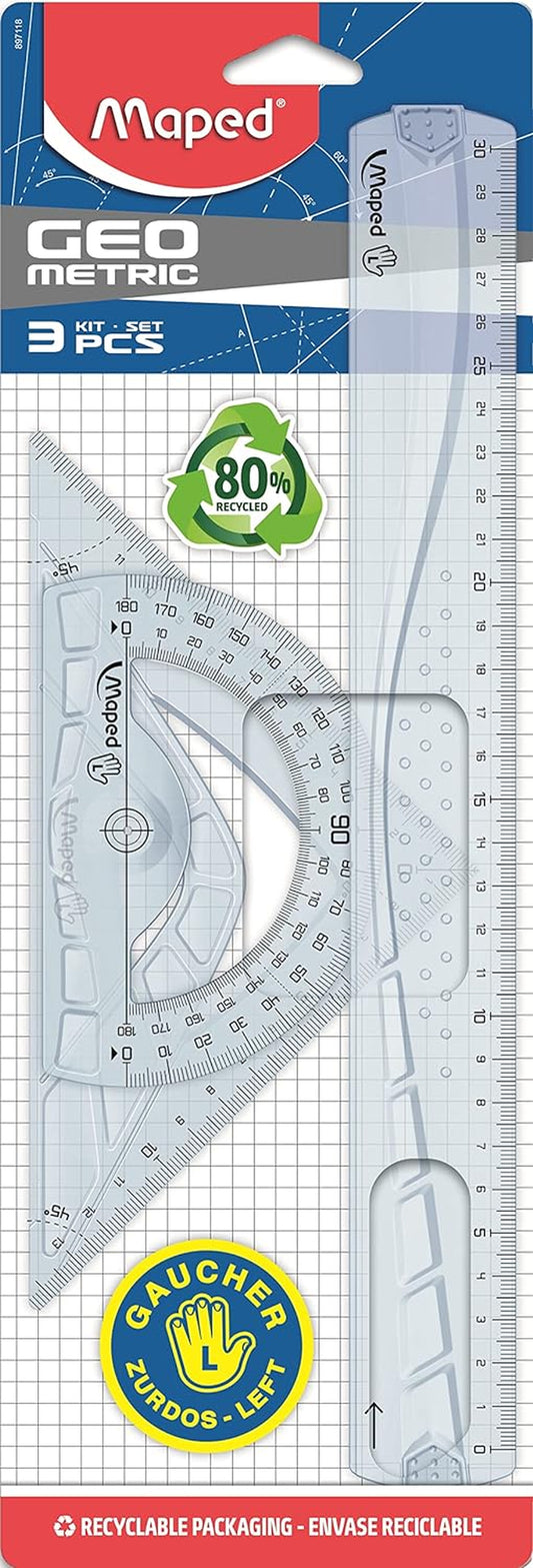 Maped Geometric 30cm Three-Piece Kit – Designed for Left-Handed Users