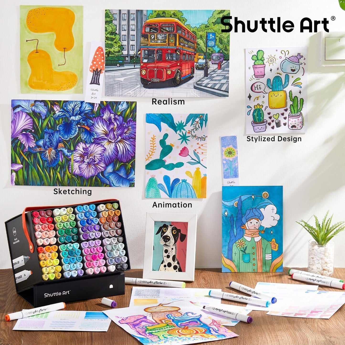 Shuttle Art 121-Piece Dual Tip Marker Set + Accessories