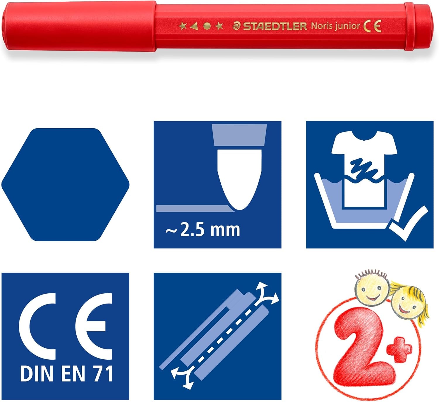 STAEDTLER Noris Junior Jumbo Fibre-Tip Pens – The Perfect First Colouring Pens for Toddlers