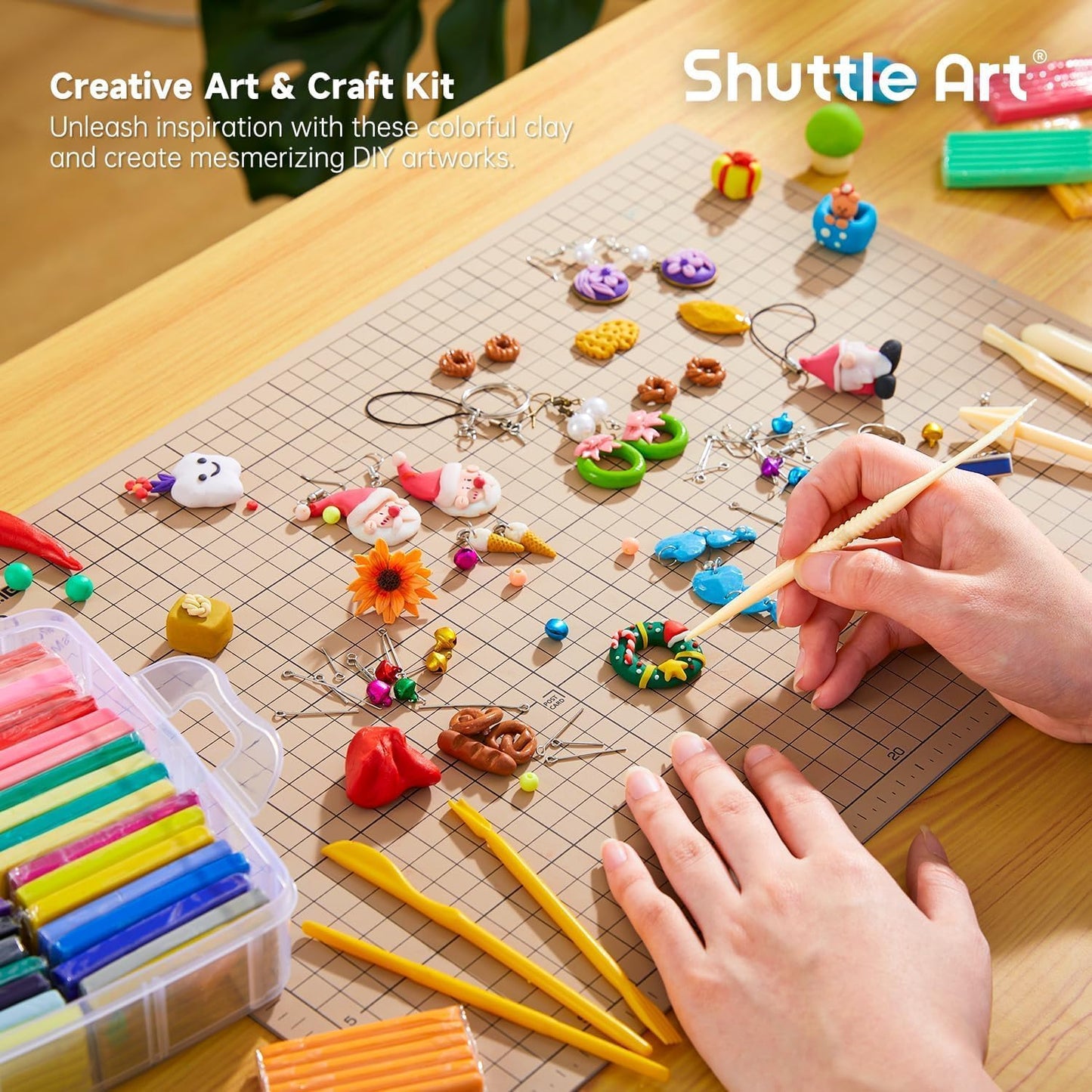 Shuttle Art 50-Colour Polymer Clay Kit – Soft Oven-Bake Modeling Clay with Tools & Accessories