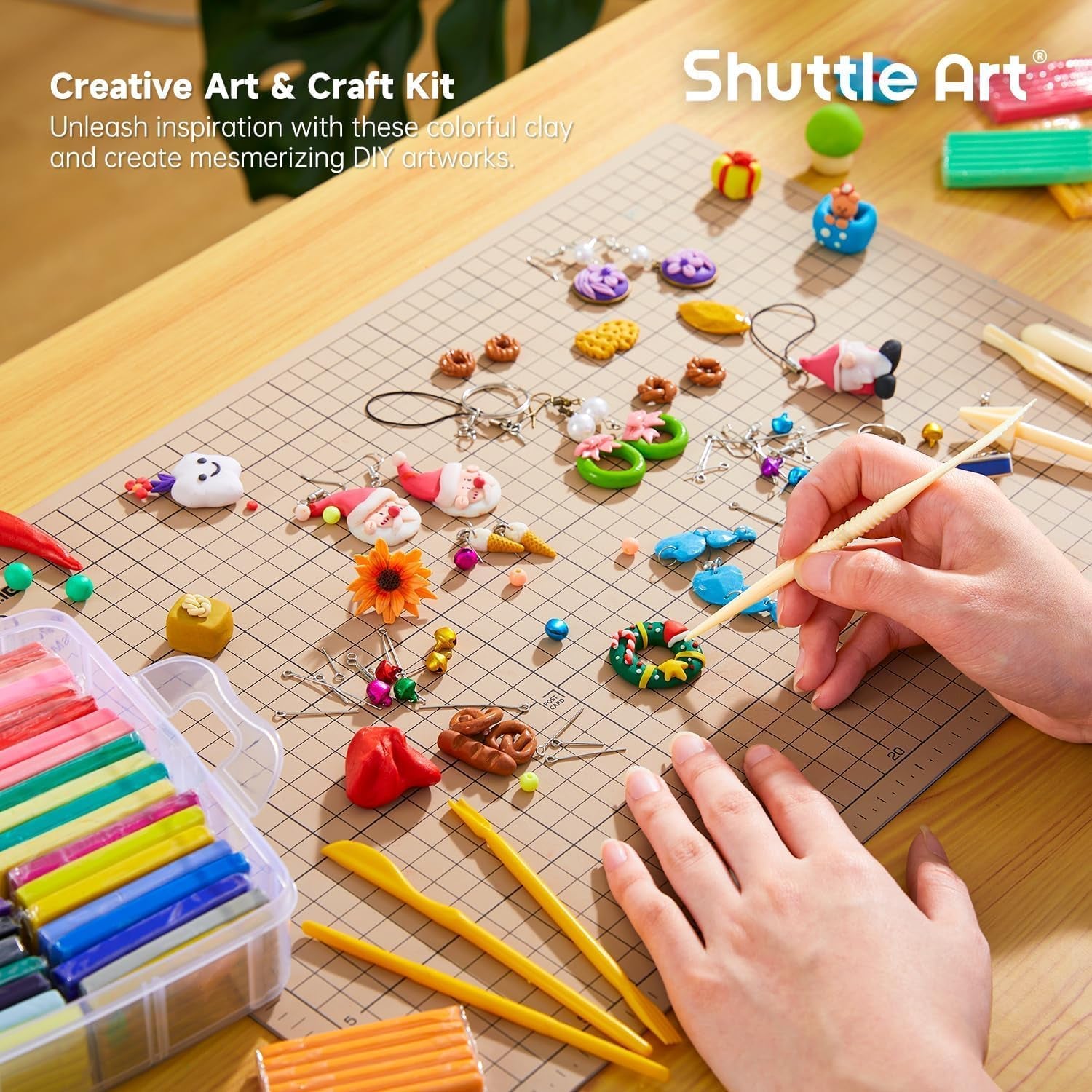 Shuttle Art 50-Colour Polymer Clay Kit – Soft Oven-Bake Modeling Clay with Tools & Accessories