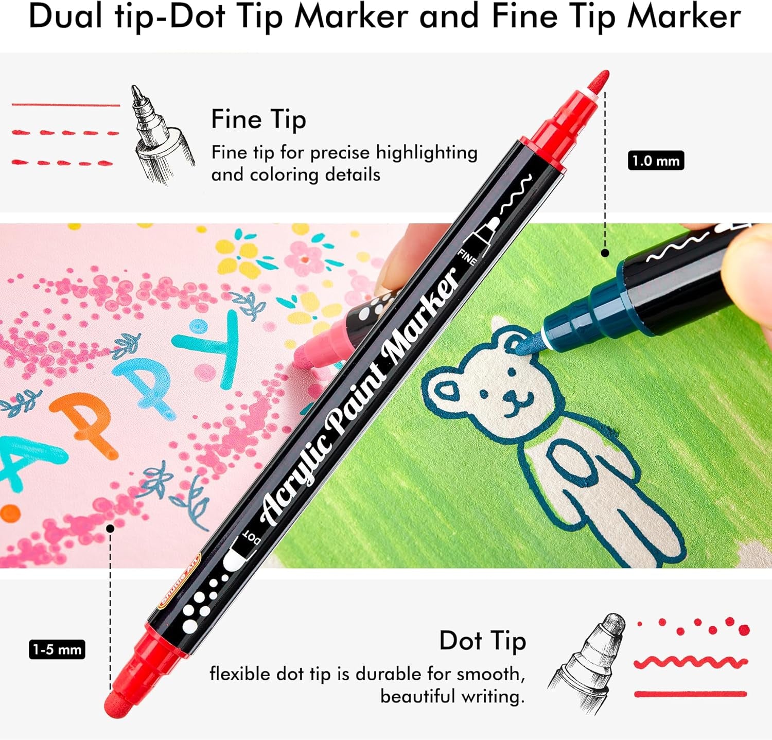 Shuttle Art 36-Colour Acrylic Paint Pen Set – Dual Tip Markers for Art & Crafting