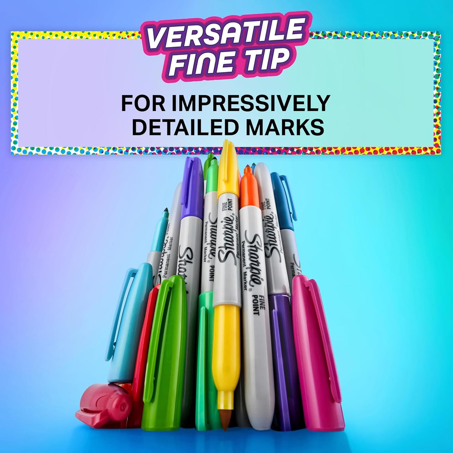 Sharpie Glam Pop Permanent Markers | Fine Point for Bold Details | Assorted Vibrant Colours | 24 Marker Pens