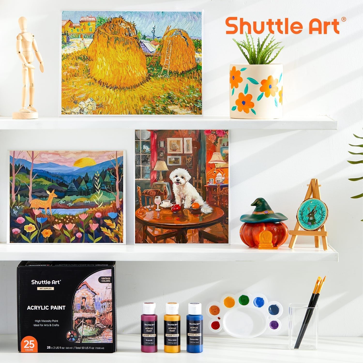 Shuttle Art 25-Colour Vintage Acrylic Paint Set – Rich, Timeless Shades for Art & Crafting